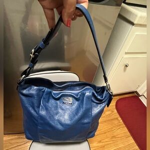 2012 Coach Royal Blue Leather Shoulder hobo Bag